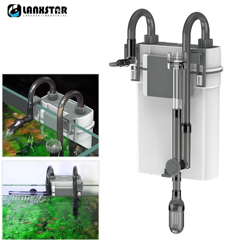 Aquarium Wall-Mounted Filter 5W/7W – Silent External Hang-On Barrel for Small Fish Tanks | Circulation & Oxygenation 220V