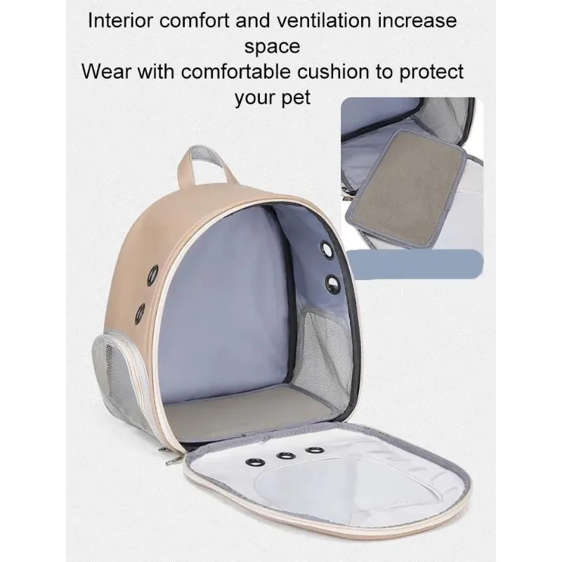 Portable Cat Carrier Backpack – Transparent PU Travel Bag for Cats & Small Dogs | Breathable & Comfortable Pet Shoulder Bag